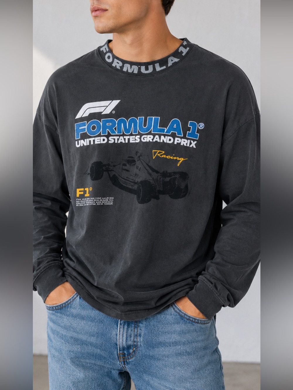PacSun Formula 1 F1 Racing Long Sleeve Graphic Tee XS Gray
